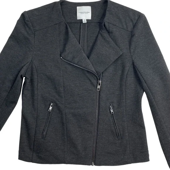 Catherine Malandrino Runway Style Women’s Charcoal Shanfa Moto Jacket EUC Size M - Picture 7 of 14